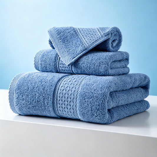 sevenlifeco® 100% Cotton Solid & Texture 3-pc Towel Set