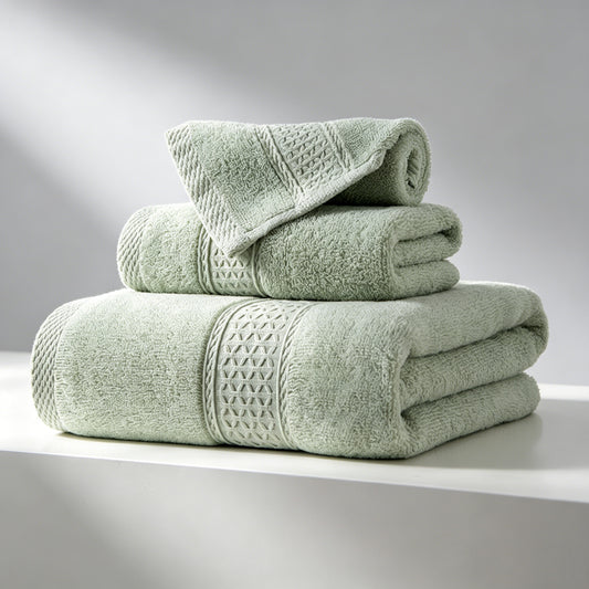 sevenlifeco® 100% Cotton Solid & Texture 3-pc Towel Set