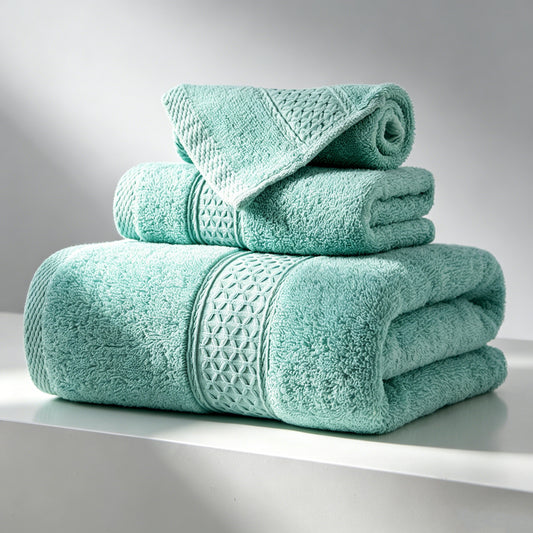 sevenlifeco® 100% Cotton Solid & Texture 3-pc Towel Set