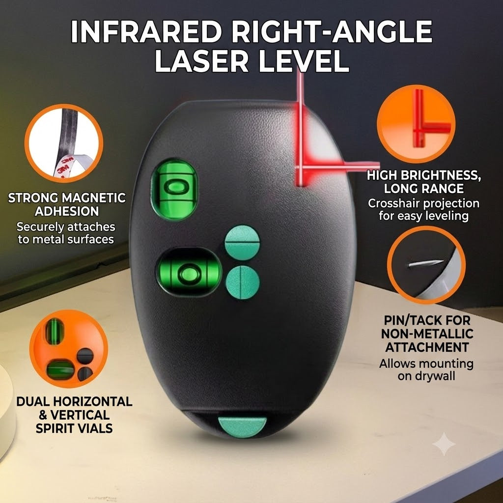 ๐ฅณ2026 HOT SALE๐ฅณ๐50K+ SOLD!๐จ๐ 50% OFF! 90ยฐ Infrared Level โ Bright laser, right angle precision. Perfect for tiling, framing & hanging art. Level up your DIY game! ๐ผ๏ธโจ