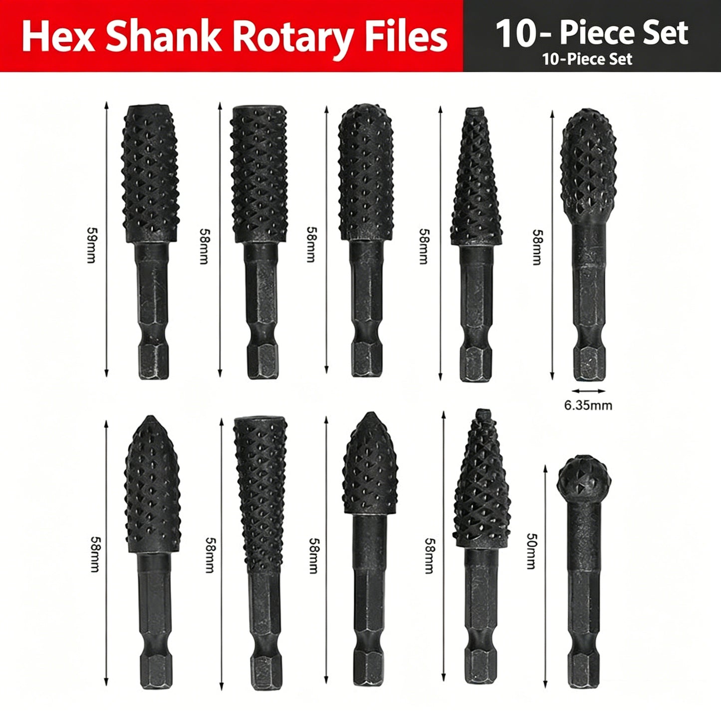 4" Wood Carving Disc + 10-Piece Hex Shank Rotary File Set – Ultimate Woodworking Shaping & Carving Kit