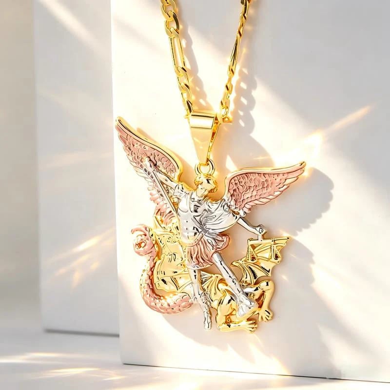 ๐2026 New Arrivals 50% OFF๐ฅTri-Tone Angel Guardian Pendant Necklace โ Elegant & symbolic โ Perfect for daily wear or gifting โ delicate and meaningful โจ๐๐ชฝ