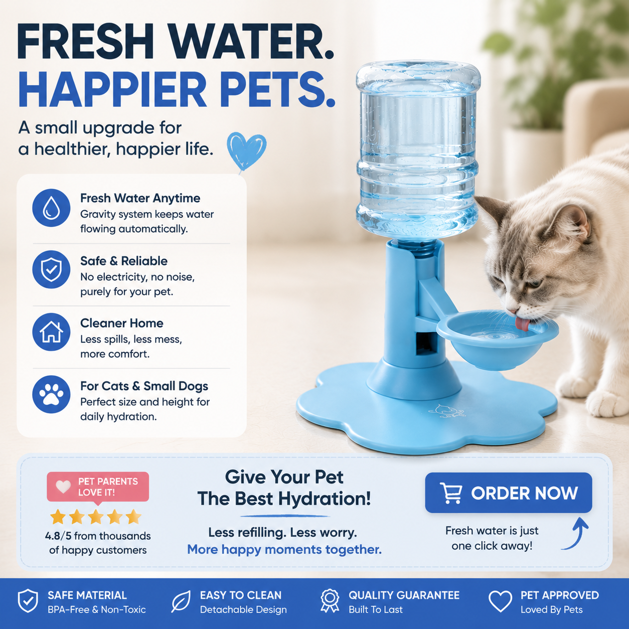 ๐พ Automatic Pet Water Dispenser โ Gravity Self Refilling Cat & Dog Water Bowl