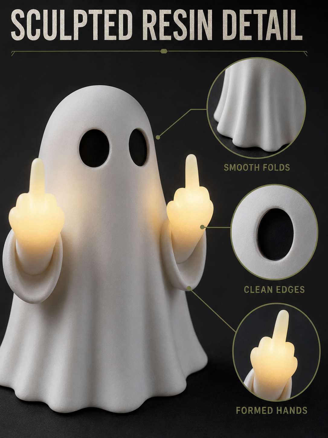 ๐ป Halloween Special ๐ Cute Ghost LED Statue - Spooky Mood Light for Party & Home Decor