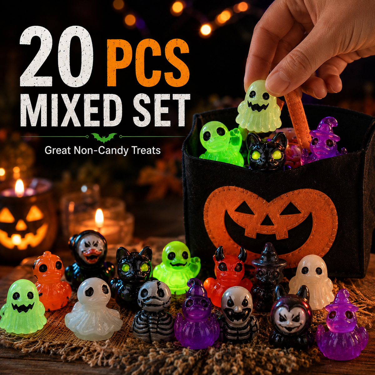 ๐ฅLast Day 50% OFF - ๐ 20PCS Glow-In-Dark Tiny Spooky Resin Decorations