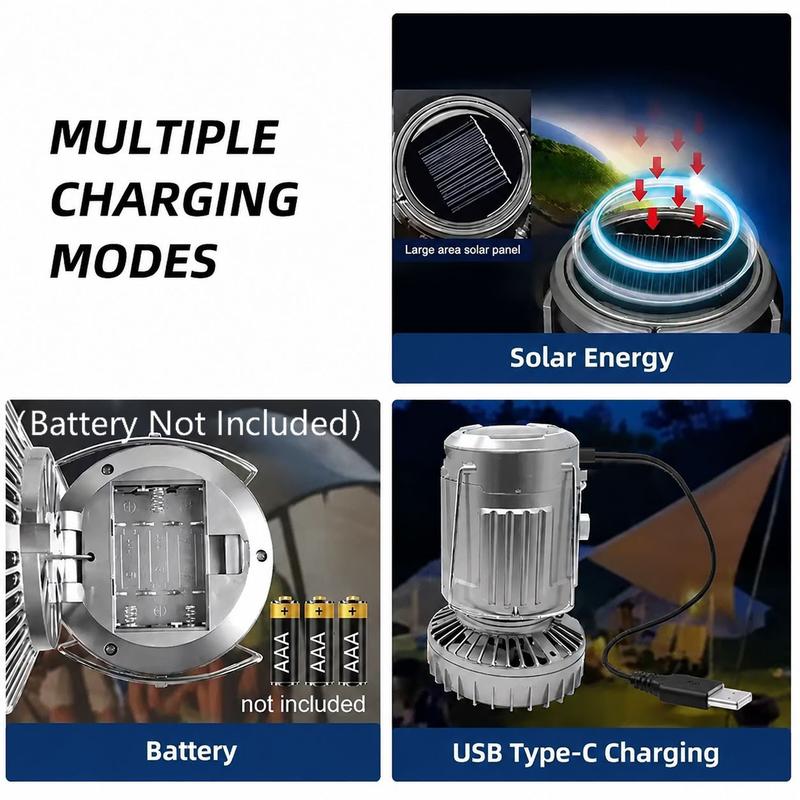 5-in-1 Rechargeable Camping Lantern with Powerful Cooling Fan