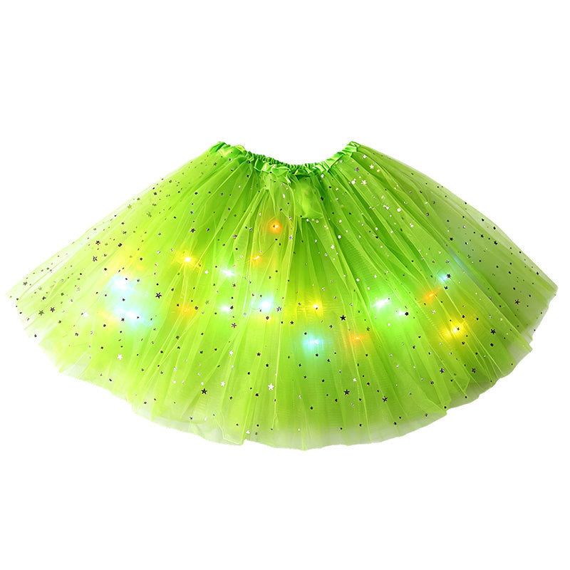 ๐LED Light Up Sequin Tutu Skirt Star Mesh Princess Skirt for Girls and Adults