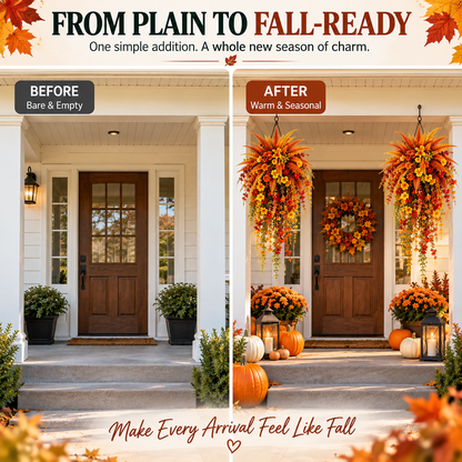 🏡 FALL PORCH FAVORITE🍂 Cascading Faux Fern Swag – Autumn Decor for Doors, Columns & Gates