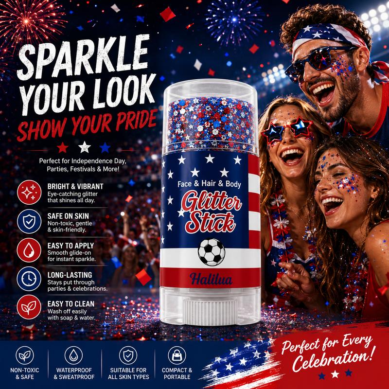 4th of July Glitter Stick | Red, White & Blue Body & Hair Sparkle for Independence Day