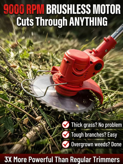 🌿 Lightweight Cordless Grass Trimmer – Quiet 9000 RPM Lawn Care Tool - UK