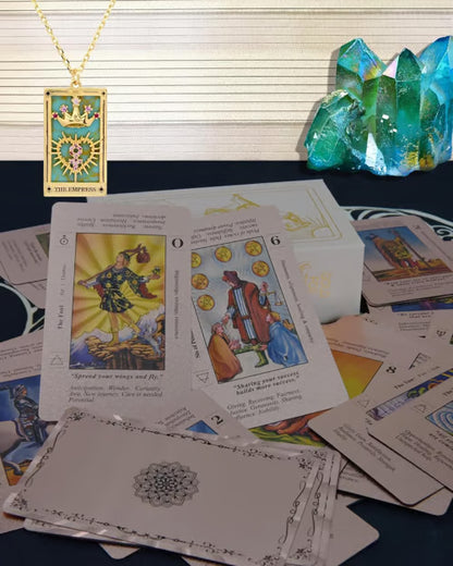 Witchy Cauldron Rose Gold Tarot Cards with Guide Book Waterproof Wrinkle Resistant Foil Tarot Deck for Beginners Includes Chakras Planets Zodiac Signs Elements & Affirmations - Buy 1