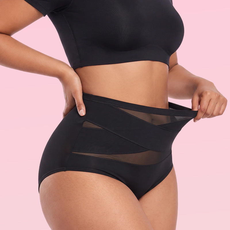 🎁Plus-Size High-Waist Cross Tummy Control Panties