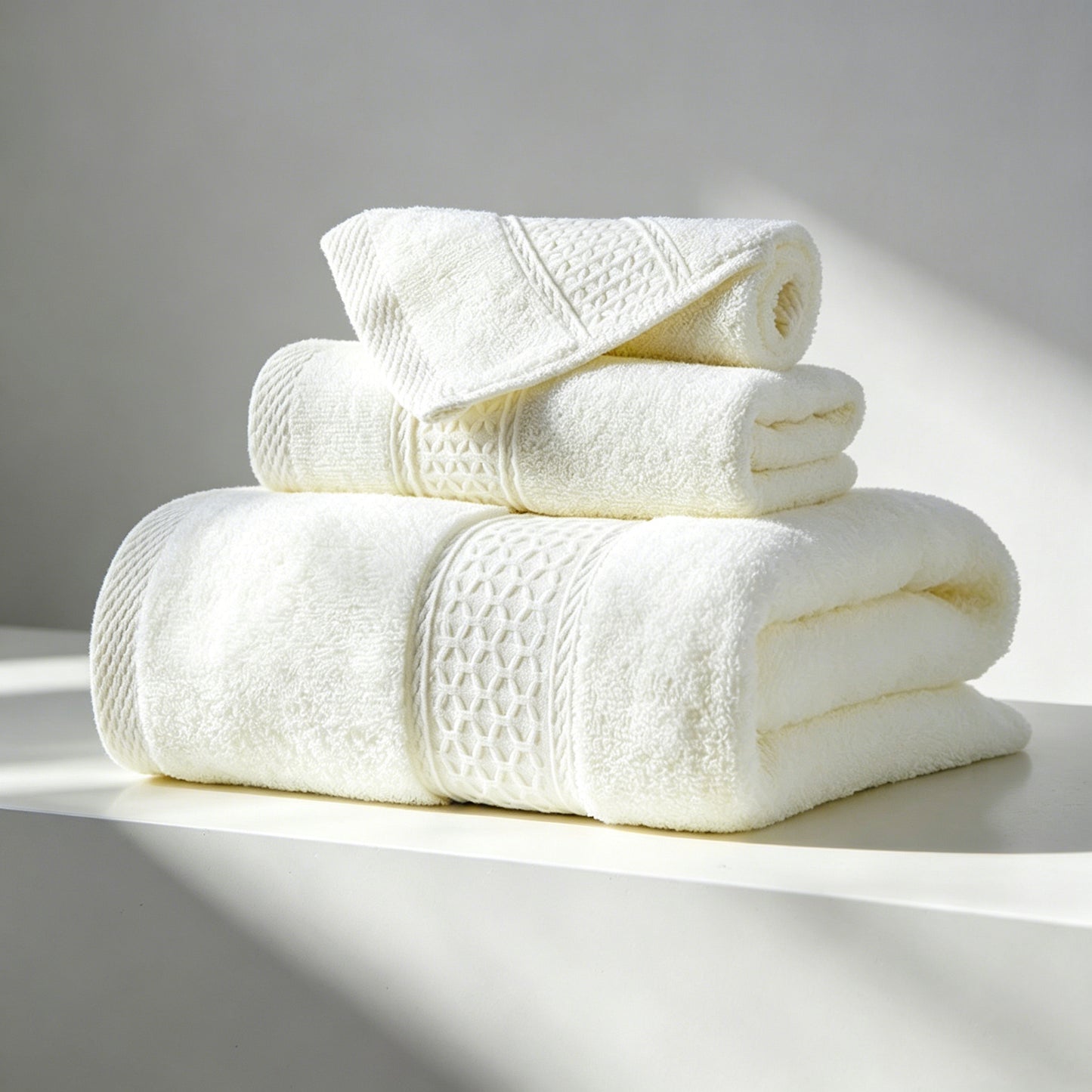 sevenlifeco® 100% Cotton Solid & Texture 3-pc Towel Set