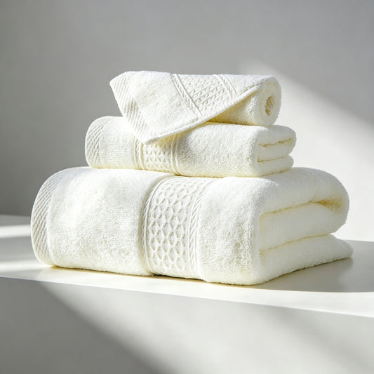 sevenlifeco® 100% Cotton Solid & Texture 3-pc Towel Set