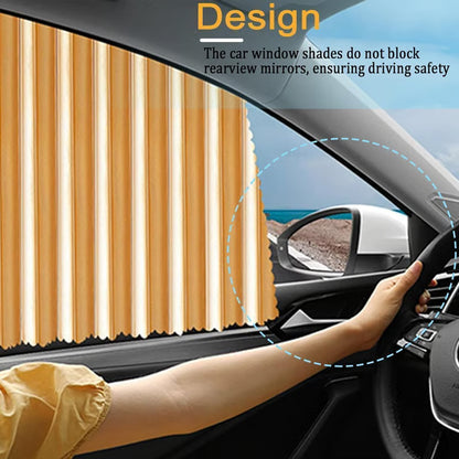 Car Window Sun Shades Pleated Fabric Curtains for Side Windows, Foldable Removable Design, 4 Pack Set - GOLD