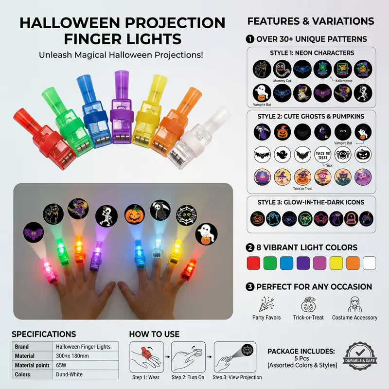 Halloween Finger Projector Lights
