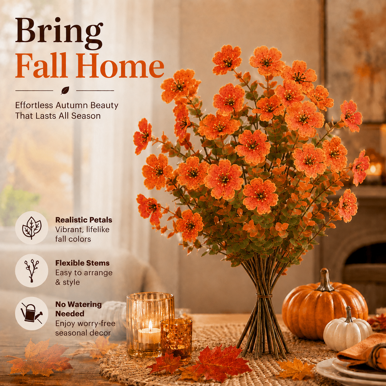 🎁 Last Day 50% OFF - Fall Artificial Flowers For Halloween & Autumn Decor