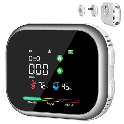 6-in-1 Portable Detector with Temperature, Humidity & Air Quality Monitoring Plug