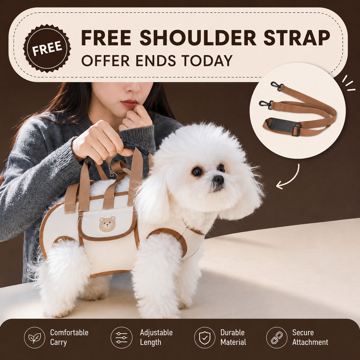 Wearable Pet Carrier Bag – Hands-Free Comfort for Small Pets