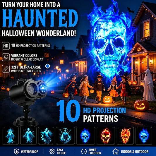 🎃Turn Your Home Into a Haunted Halloween Wonderland | 10 Unique HD Projection Patterns, 32FT Ultra-Large Display