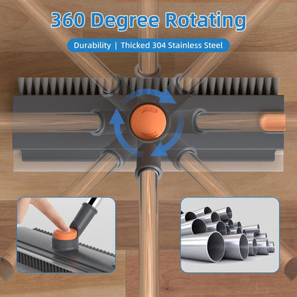 Durable 3-in-1 Rotatable Floor Scrub Brush with Long