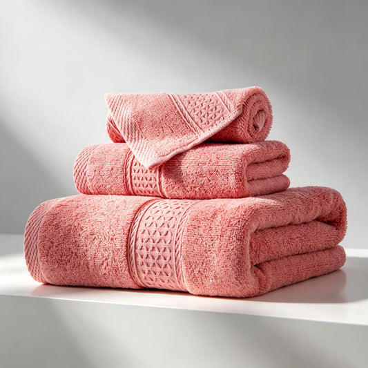 sevenlifeco® 100% Cotton Solid & Texture 3-pc Towel Set