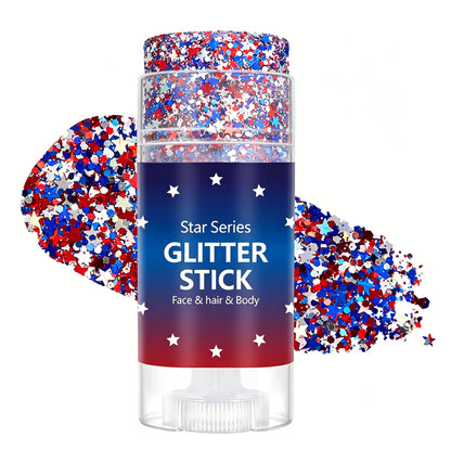 4th of July Glitter Stick | Red, White & Blue Body & Hair Sparkle for Independence Day