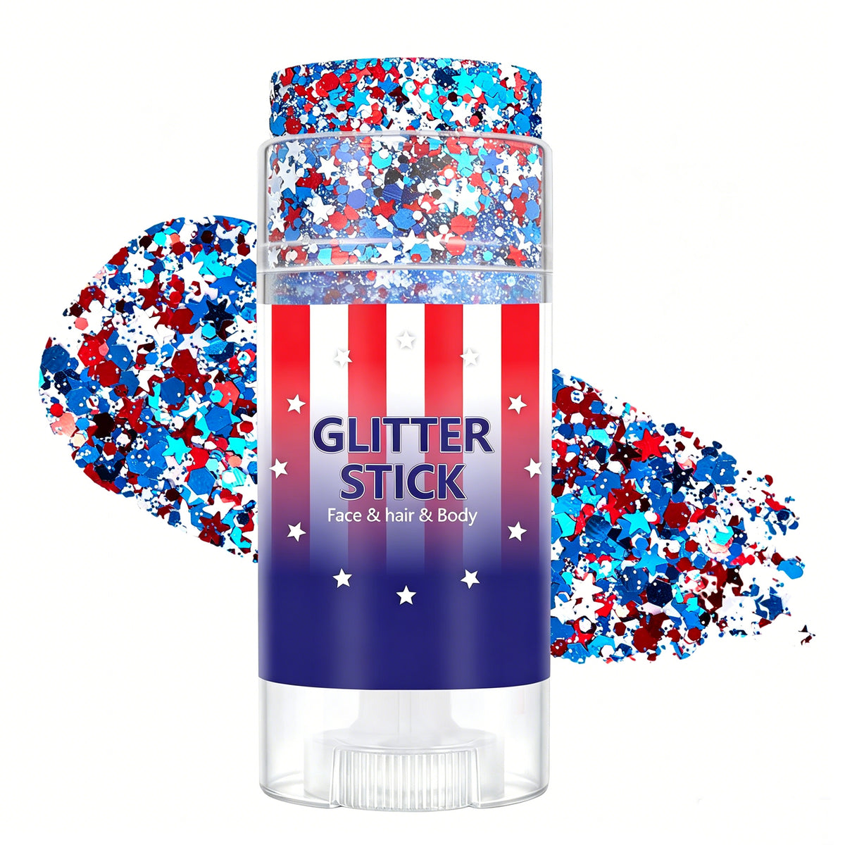 4th of July Glitter Stick | Red, White & Blue Body & Hair Sparkle for Independence Day