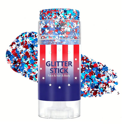 4th of July Glitter Stick | Red, White & Blue Body & Hair Sparkle for Independence Day