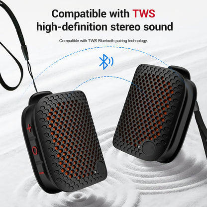 Clip-On IPX7 Waterproof Bluetooth Mini Speaker, TWS Stereo for Outdoor Workout Shower