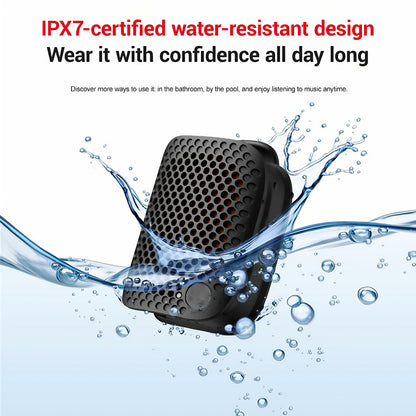 Clip-On IPX7 Waterproof Bluetooth Mini Speaker, TWS Stereo for Outdoor Workout Shower
