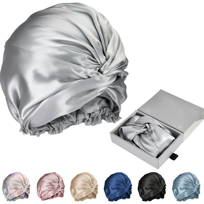 100% Mulberry Silk Sleep Bonnet Anti Frizz Hair Cap For Women