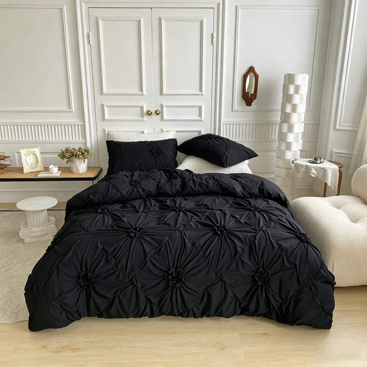 🧵 Soft Touch Pinch Pleat Duvet Set — Brushed Microfiber, No-Iron & Wrinkle-Resistant
