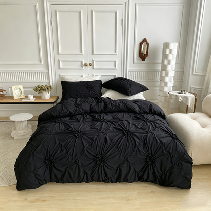 🧵 Soft Touch Pinch Pleat Duvet Set — Brushed Microfiber, No-Iron & Wrinkle-Resistant