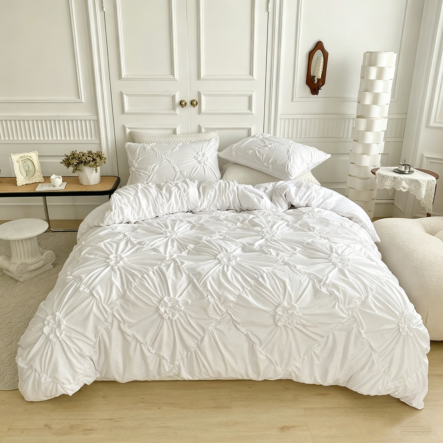 🧵 Soft Touch Pinch Pleat Duvet Set — Brushed Microfiber, No-Iron & Wrinkle-Resistant