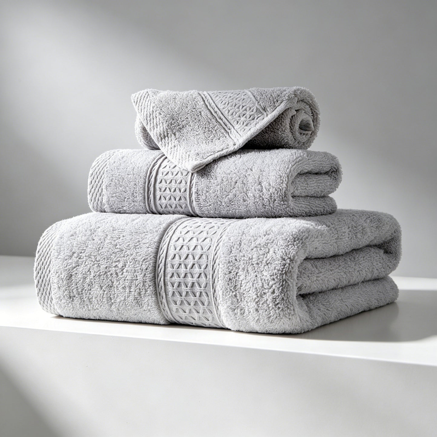 sevenlifeco® 100% Cotton Solid & Texture 3-pc Towel Set