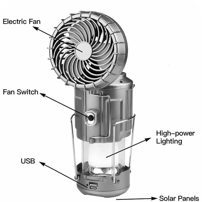 5-in-1 Rechargeable Camping Lantern with Powerful Cooling Fan