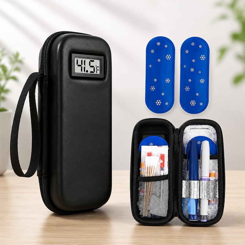 Insulin Cooler Travel Case with Temperature Display - Black