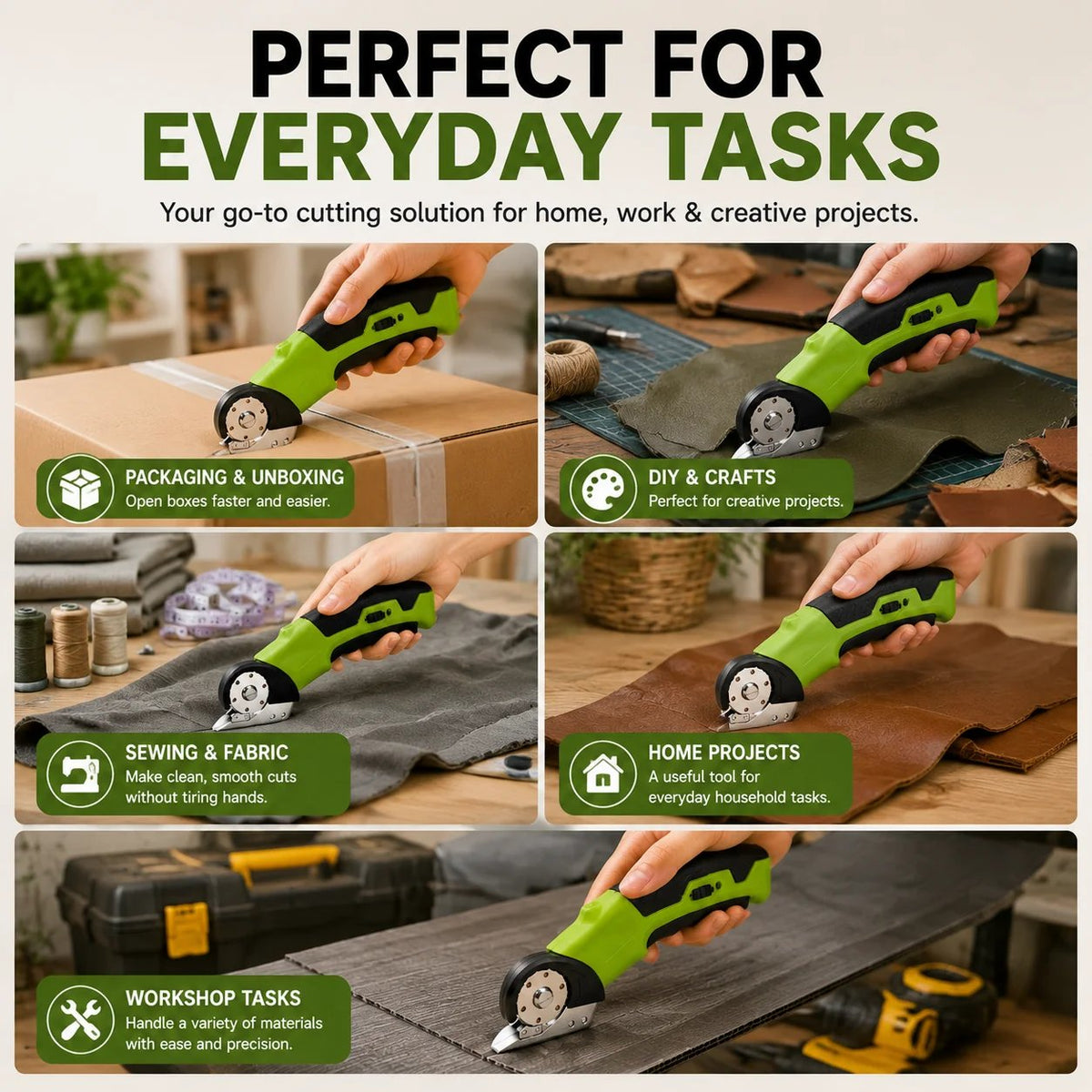 🎉 Cordless Electric Scissors 3.7V – Rechargeable Heavy Duty Cutter with Safety Lock