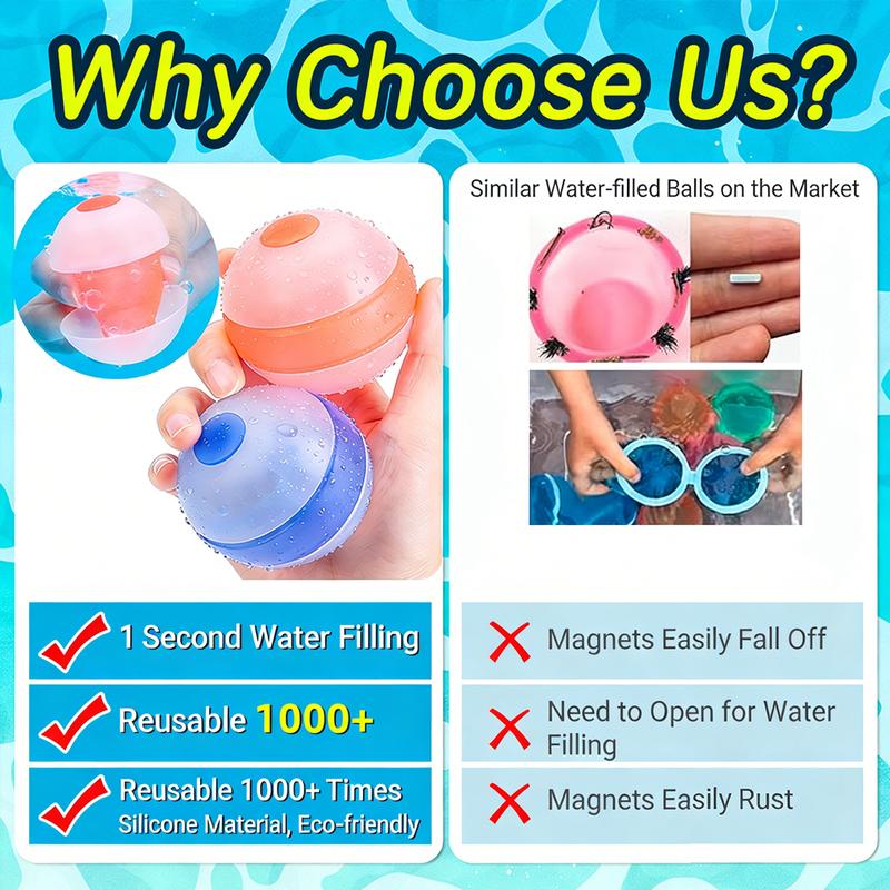 Reusable Silicone Water Balloons | Self-Sealing Water Balls for Summer Outdoor Water Games & Parties
