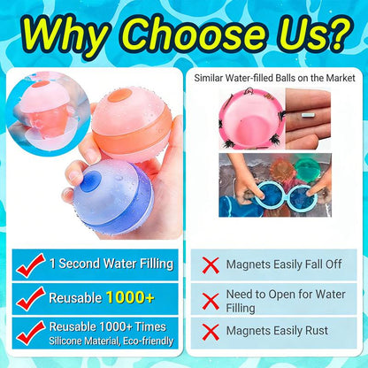 Reusable Silicone Water Balloons | Self-Sealing Water Balls for Summer Outdoor Water Games & Parties