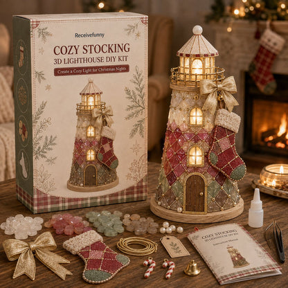 🎄Beginner-Friendly DIY Lighted Christmas Character Sea Glass-Style Lighthouse Kit Collection | Complete Kit with Sea Glass-Style Pieces, LED Lights & Step-by-Step Guide Included