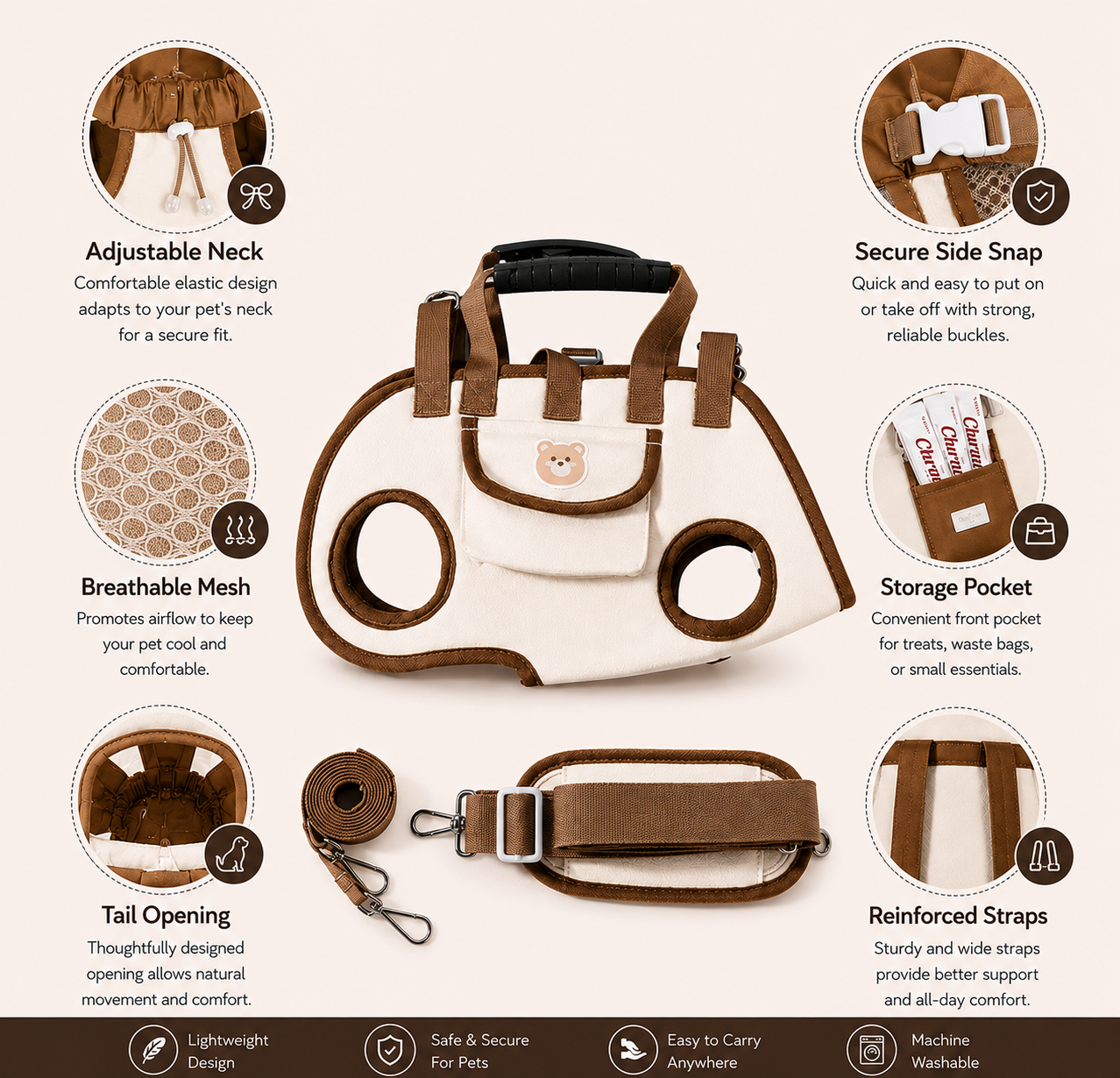 Wearable Pet Carrier Bag – Hands-Free Comfort for Small Pets