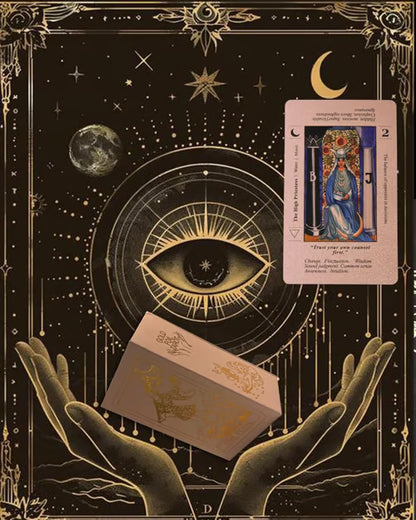 Witchy Cauldron Rose Gold Tarot Cards with Guide Book Waterproof Wrinkle Resistant Foil Tarot Deck for Beginners Includes Chakras Planets Zodiac Signs Elements & Affirmations - Buy 1