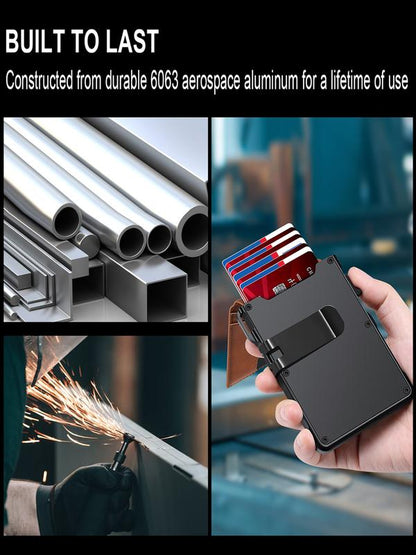 Slim Magnetic AirTag Leather Flip Card Wallet with ID Slot