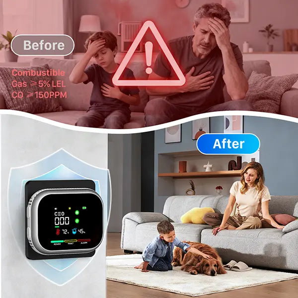 6-in-1 Portable Detector with Temperature, Humidity & Air Quality Monitoring Plug
