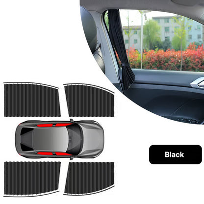 Car Window Sun Shades Pleated Fabric Curtains for Side Windows, Foldable Removable Design, 4 Pack Set - GOLD