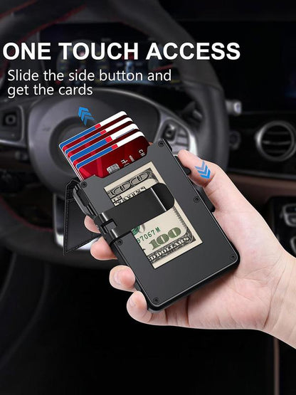 Slim Magnetic AirTag Leather Flip Card Wallet with ID Slot