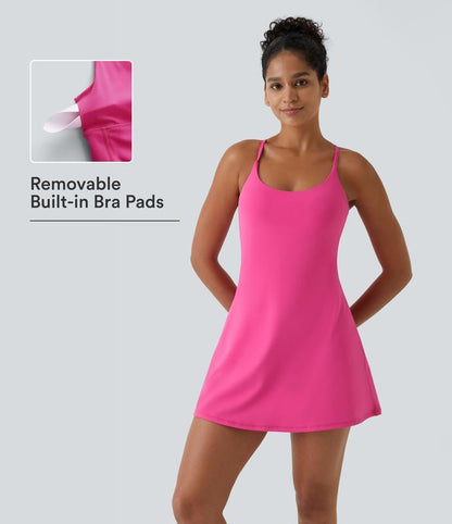 Softlyzero Backless Active Dress with Built-in Shorts