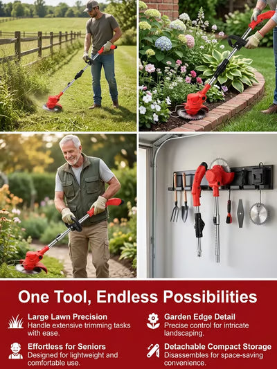 🌿 Lightweight Cordless Grass Trimmer – Quiet 9000 RPM Lawn Care Tool - UK